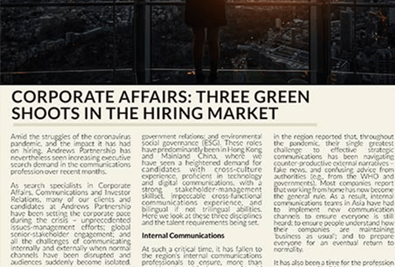 Corporate Affairs: Three Green Shoots in the Market